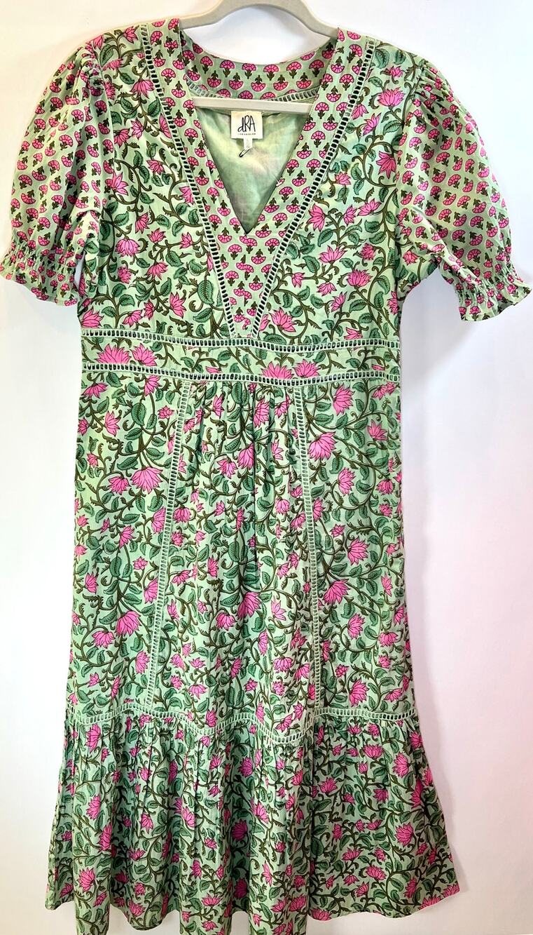 dRA Los Angeles Floral Block-Print Midi Dress - size Large